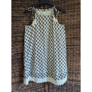 Old Navy Women's Dress Medium Cream Black Lace Halter Boho Wedding Guest Batik